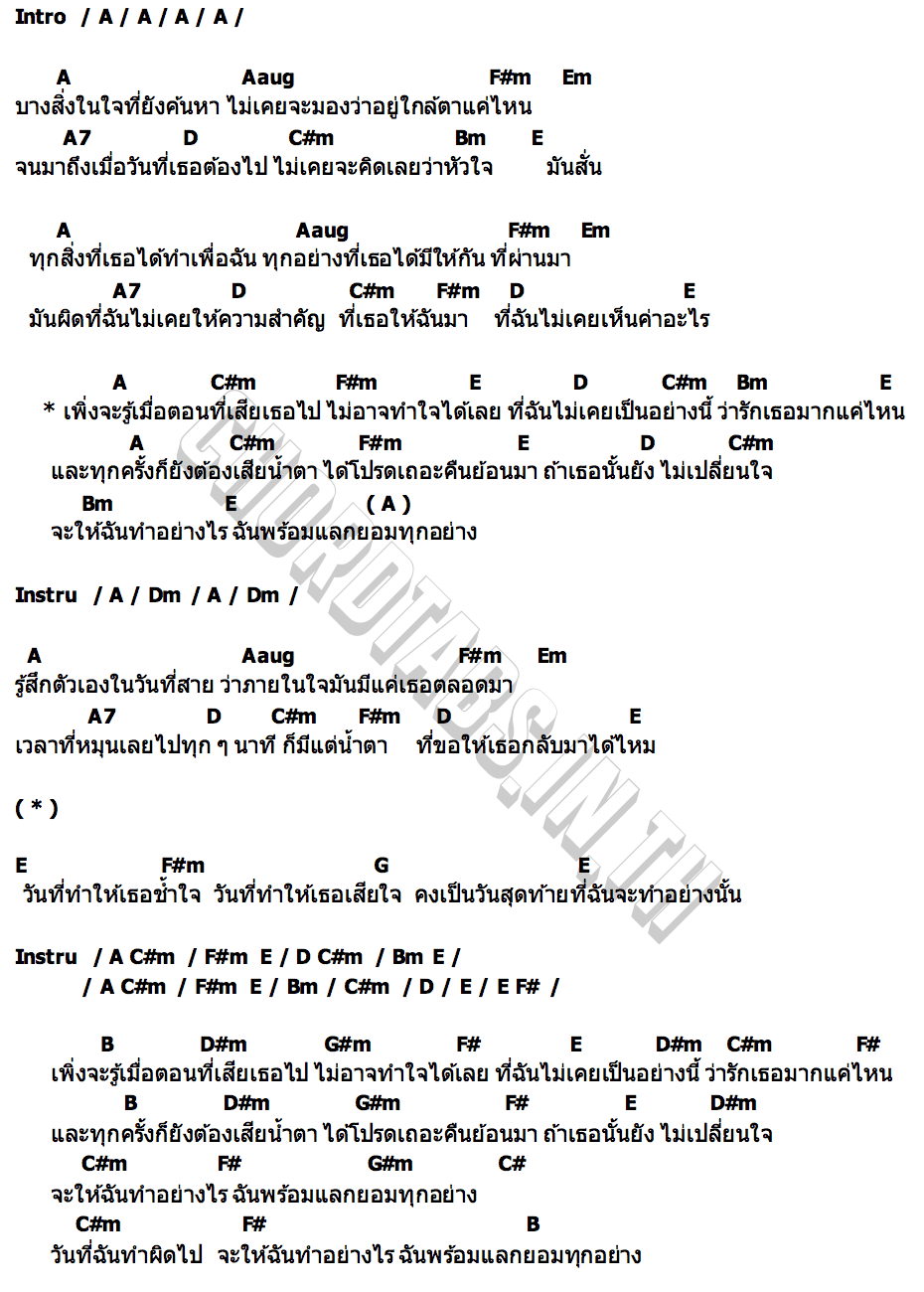 คอร์ด เพิ่งจะรู้ SHAME