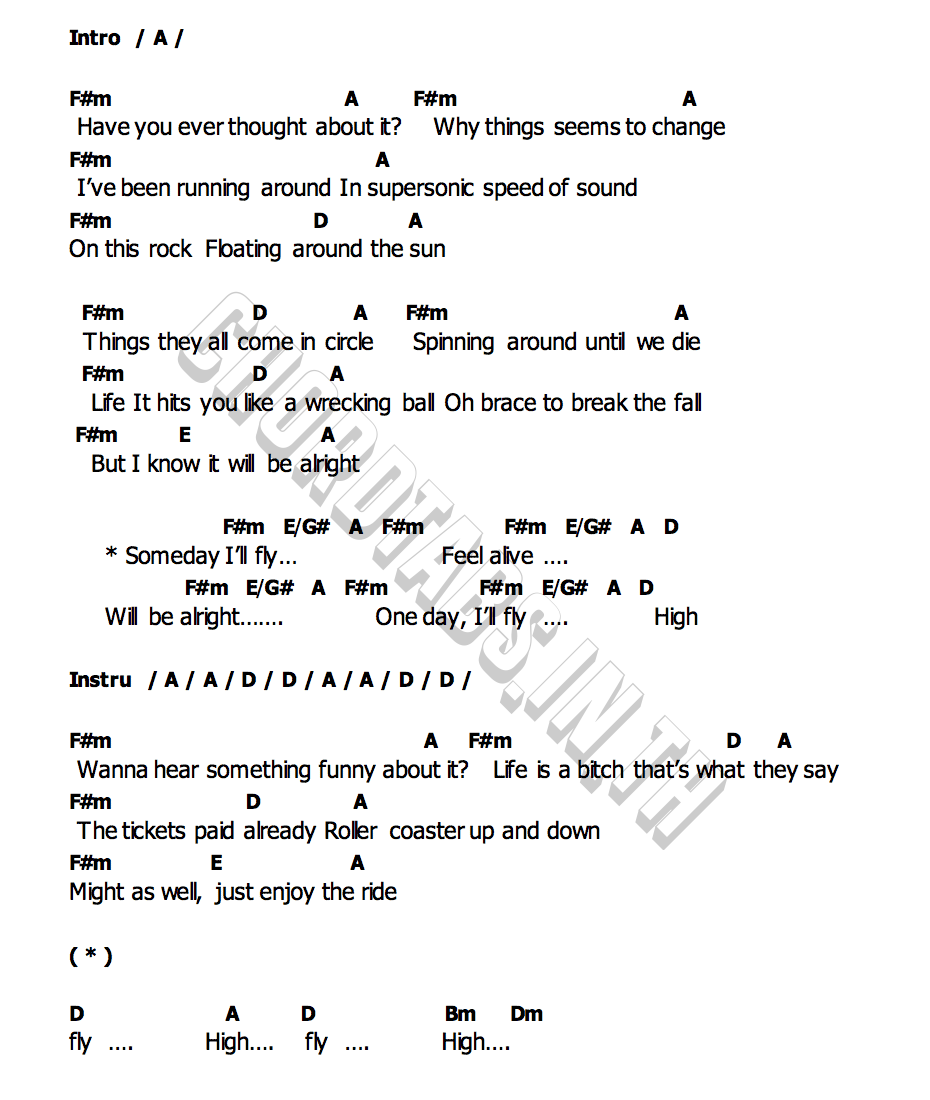 คอร์ด One Day I ll Fly (Again) WIM