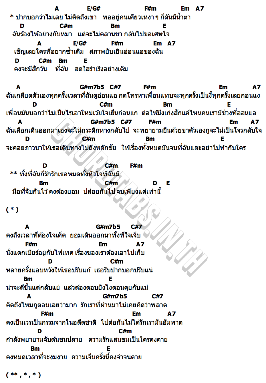 คอร์ด น้ำตาลาเธอ MAIYARAP