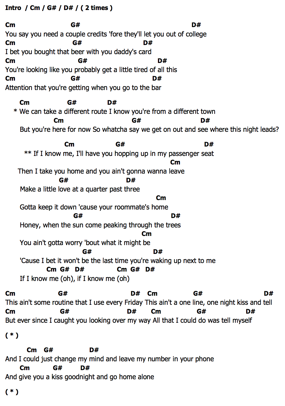 คอร์ด If I Know Me Morgan Wallen