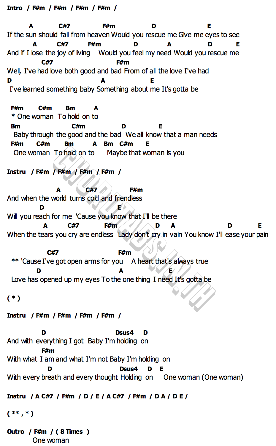 คอร์ด One Woman Eric Clapton