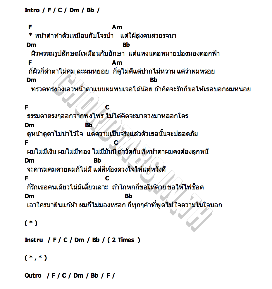 คอร์ด เงาะป่า วงL.กฮ.