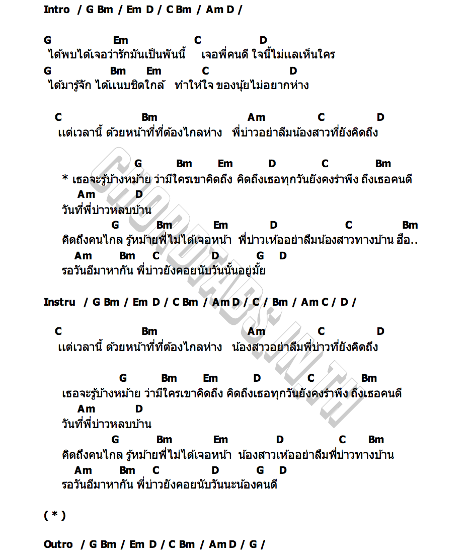 คอร์ด รู้หม้ายว่าใครคิดถึง อังเปา จันทกานต์ x โอม วงทัพห้า