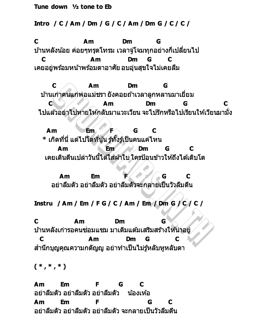 คอร์ด อย่าลืมตัว ฝ้าย กรรติมา