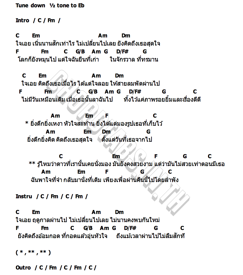 คอร์ด ไม่เหมือนตอนมีเธอ (Once I had you) Gam Wichayanee