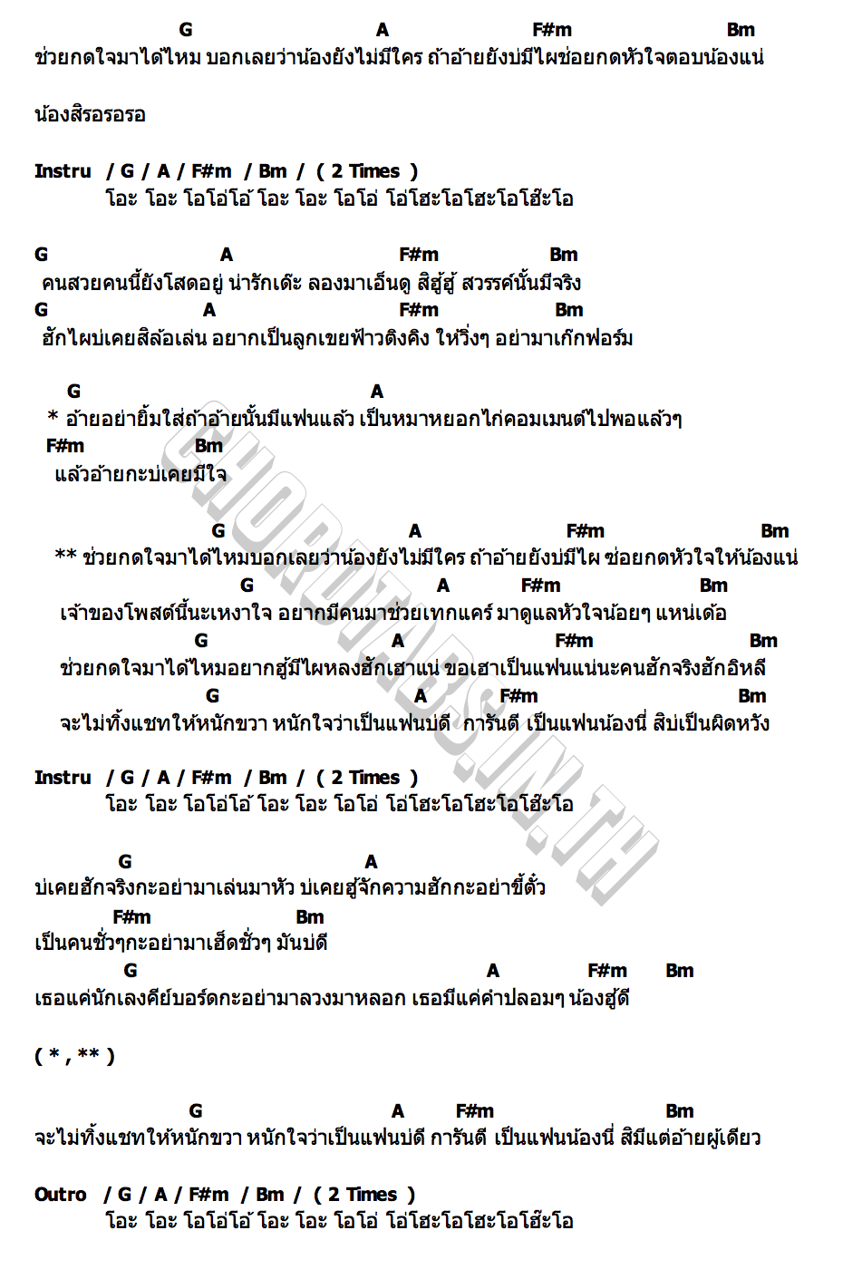 คอร์ด กดใจมาให้แน่ ฟีมเฟีย กชกร