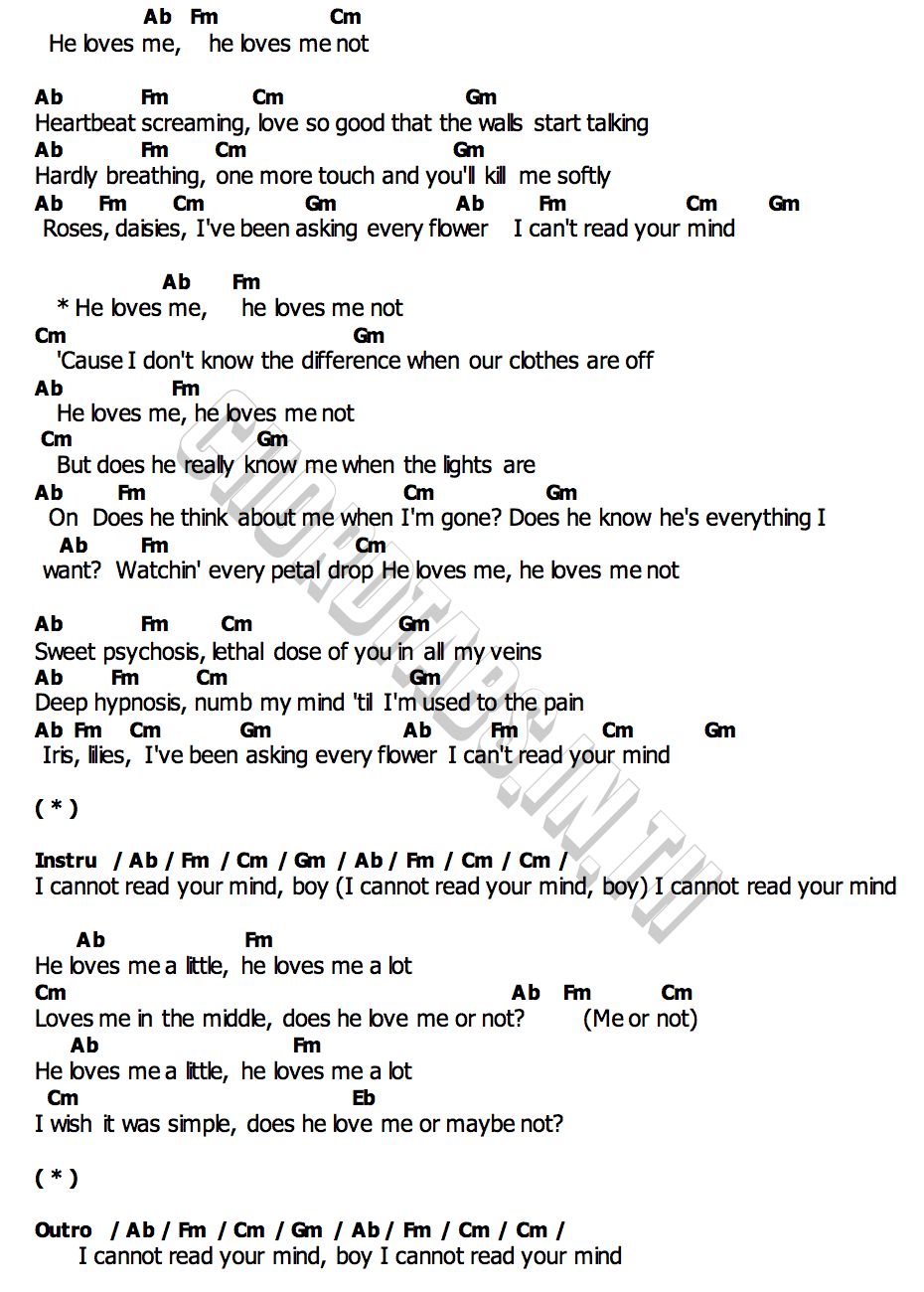 คอร์ด he loves me  he loves me not Jessica Baio