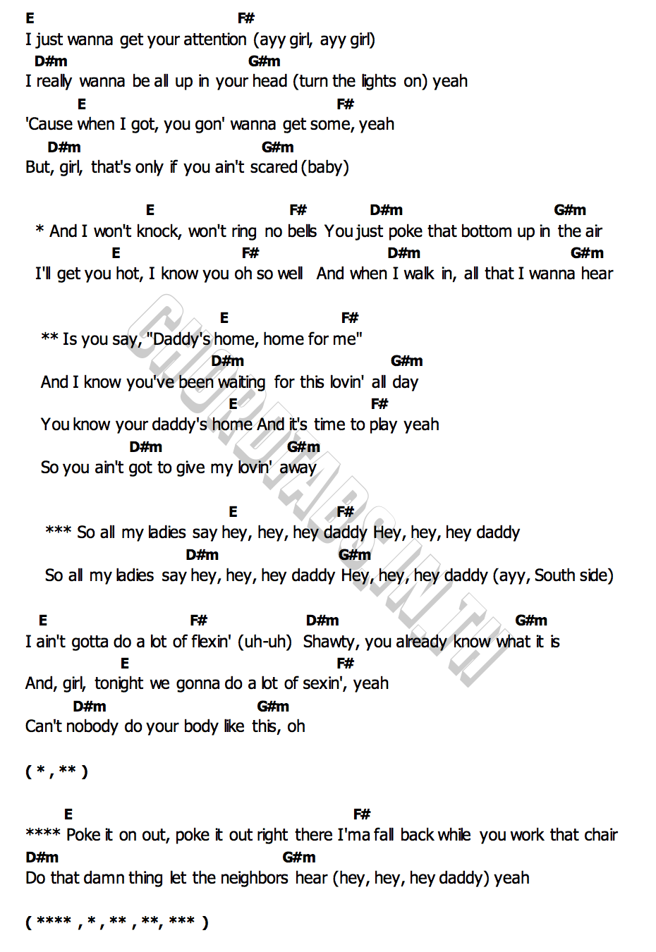 คอร์ด Hey Daddy (Daddy s Home) Usher