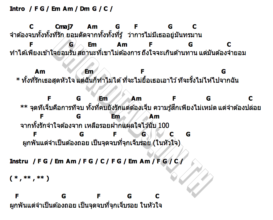 คอร์ด จุดที่เจ็บคือการที่จบ บังไข่ดำ