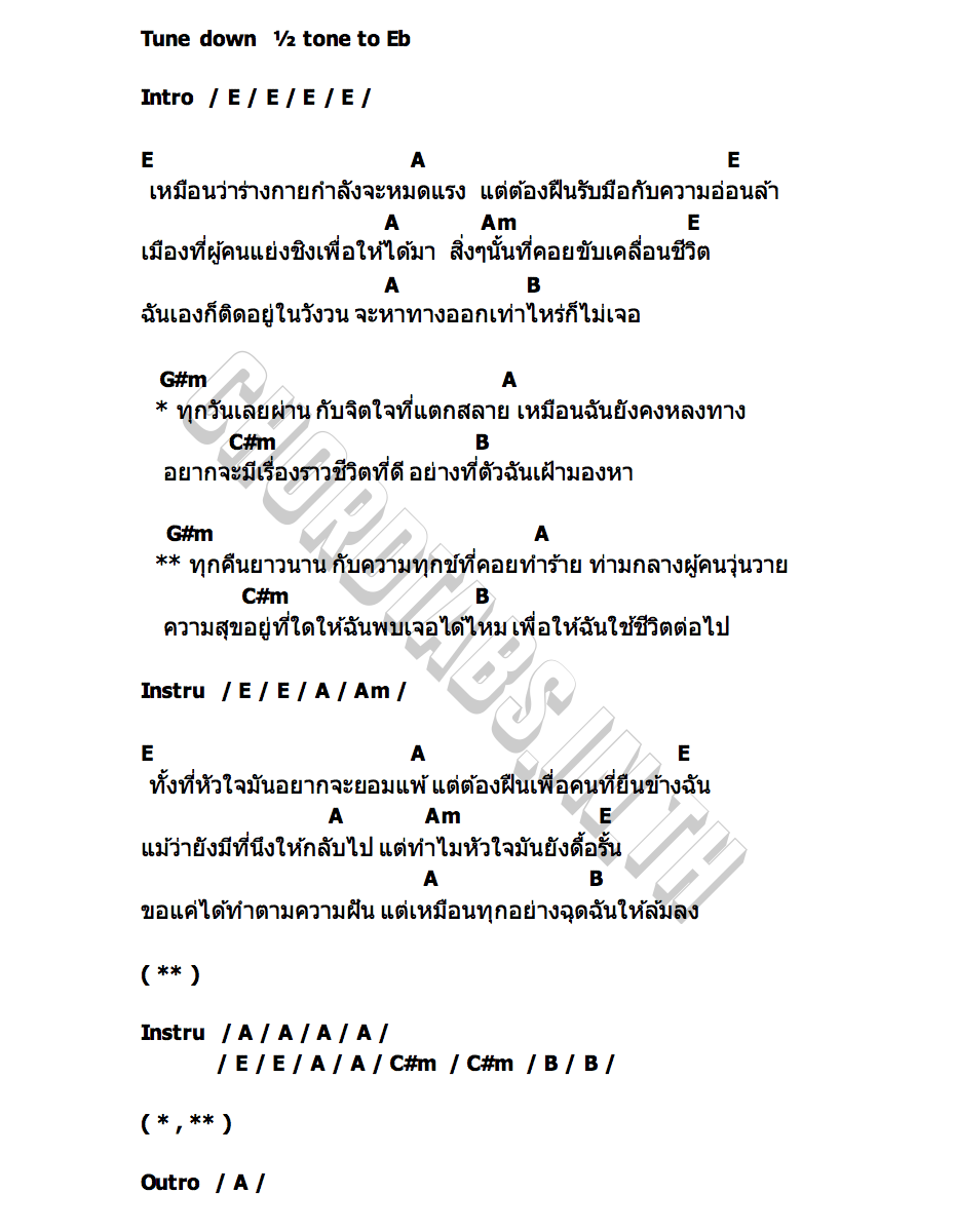 คอร์ด วันที่ความฝันอ่อนล้า PHAFUN