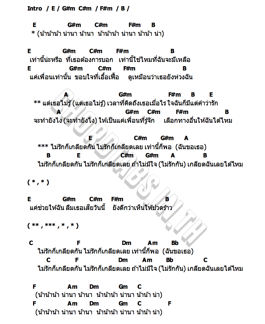 คอร์ด ไม่รักก็เกลียดเลย เจมส์ เรืองศักดิ์