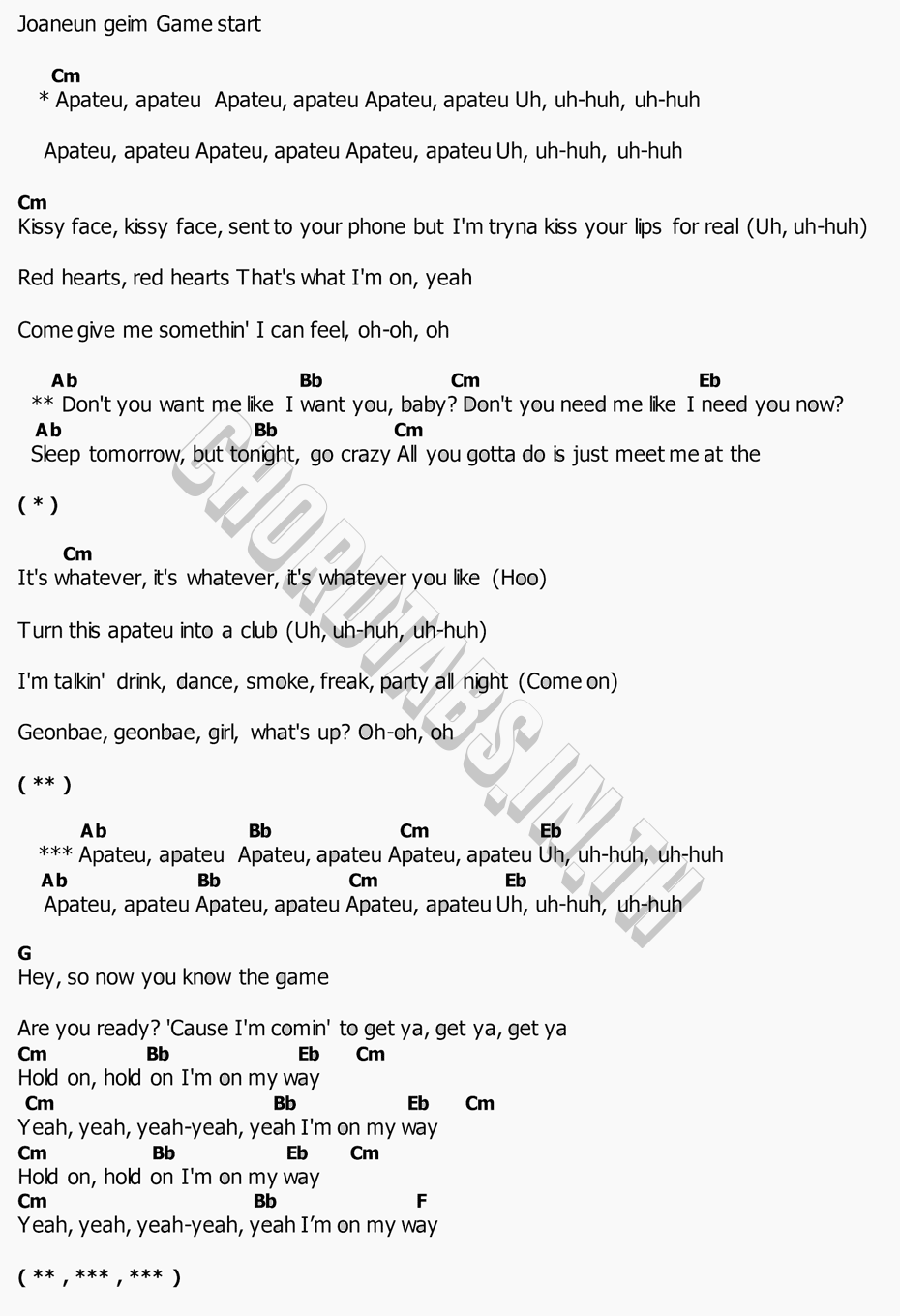 Rose Bruno Mars Apt Tekst