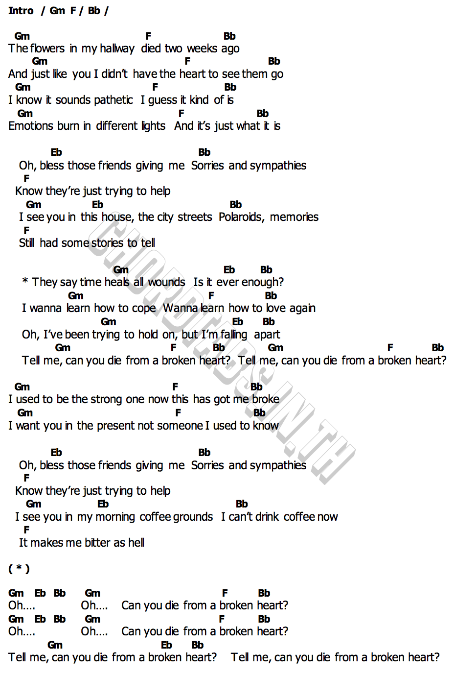 คอร์ด Can You Die From a Broken Heart Nate Smith  Avril Lavigne