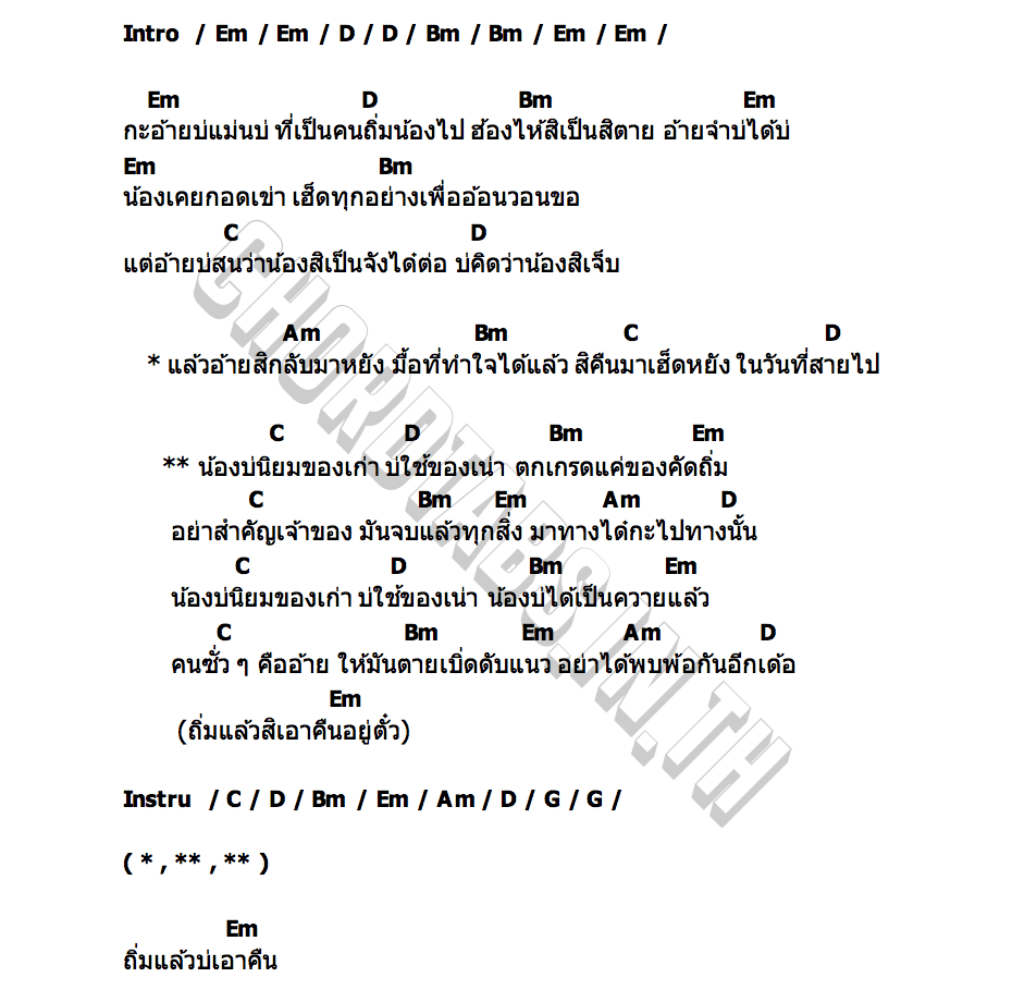 คอร์ด บ่เอาคืน กุ๊กไก่ พิมลพรรณ