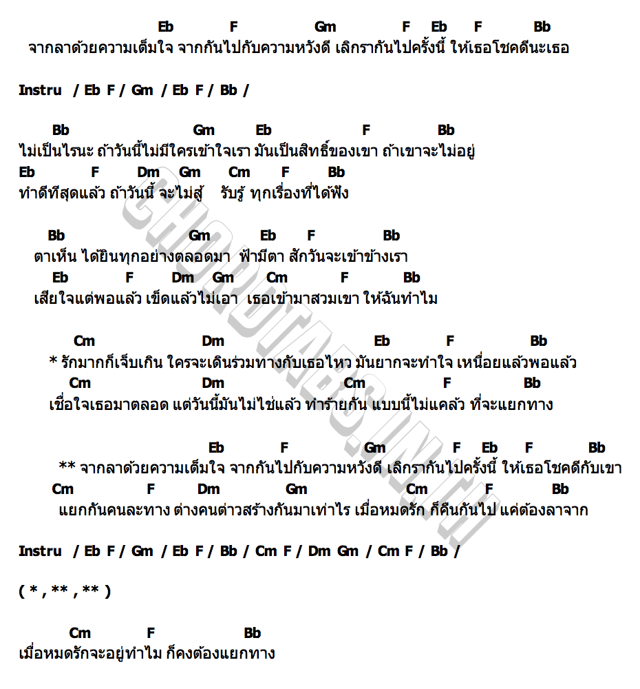 คอร์ด จากลาด้วยความเต็มใจ ขวัญน้ำ กันติยา
