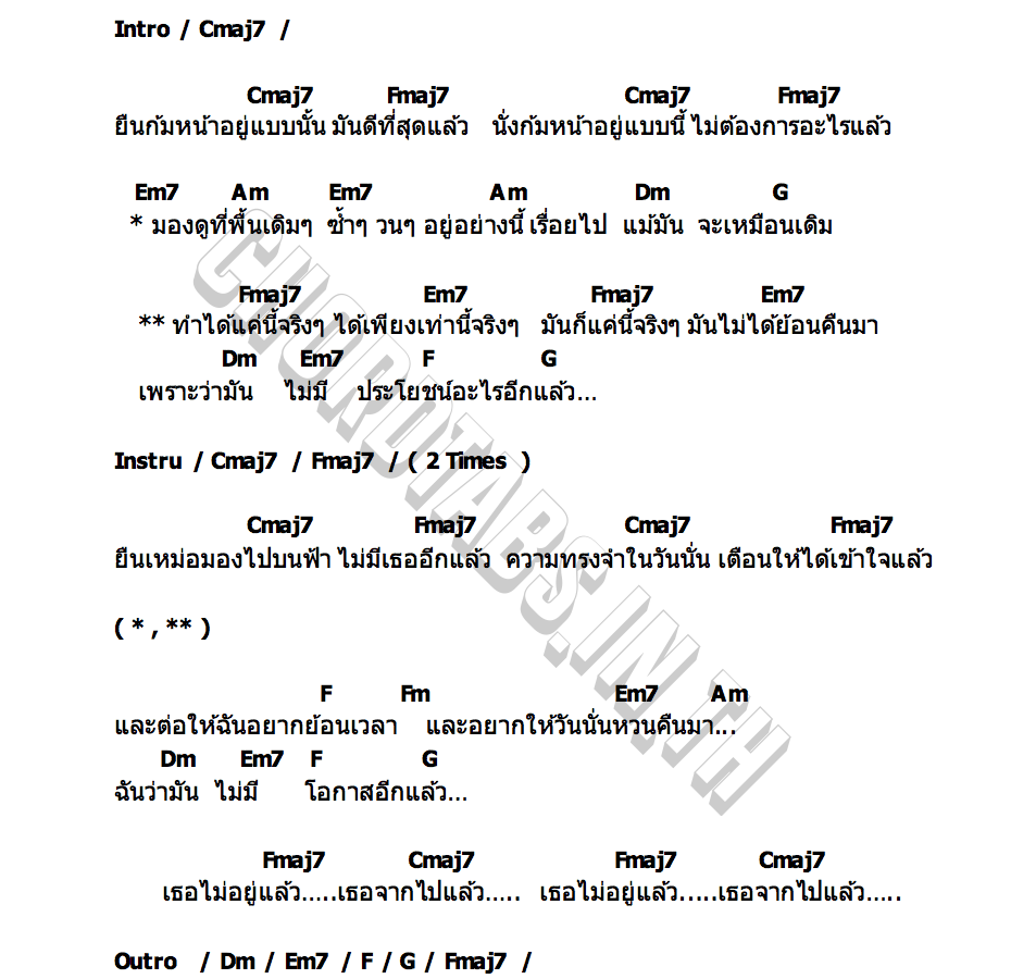 คอร์ด จากไปแล้ว NUFF SAID
