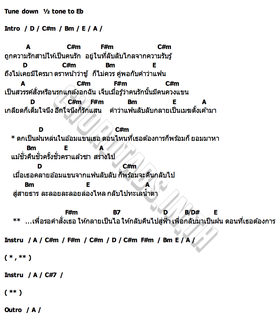 คอร์ด ฝนต้องสาป ตั๊กแตน ชลดา