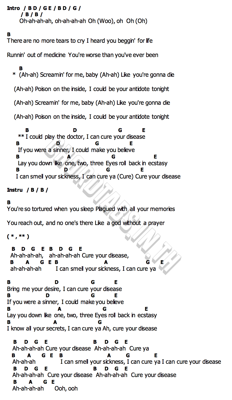 คอร์ด Disease Lady Gaga