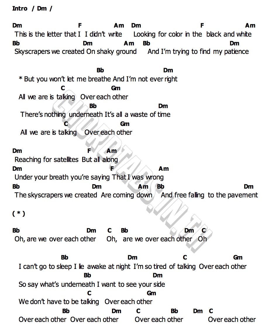 คอร์ด Over Each Other Linkin Park