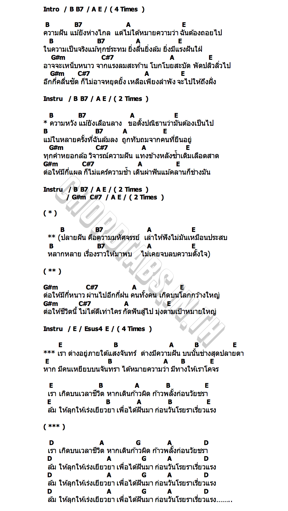 คอร์ด ก่อนวันโรยราเรี่ยวแรง SITTA