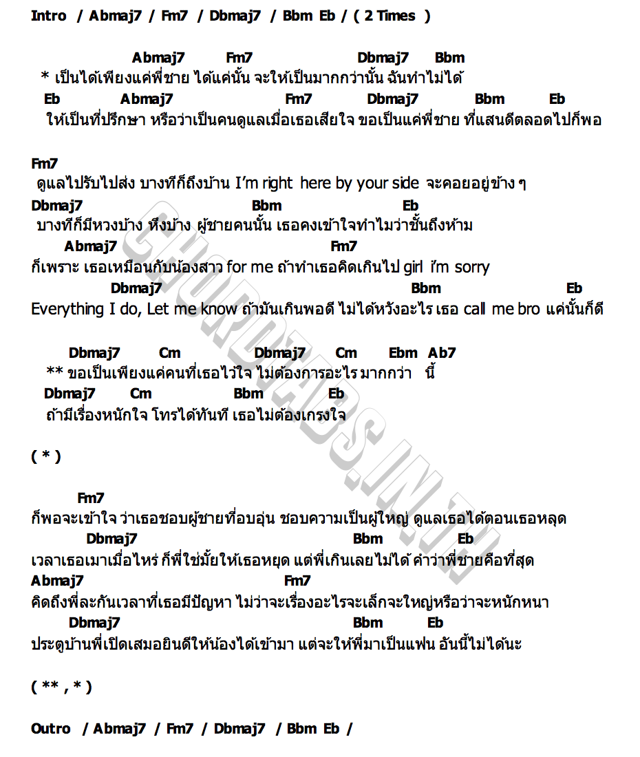 คอร์ด พี่ชาย (Bro zone) Unkle T