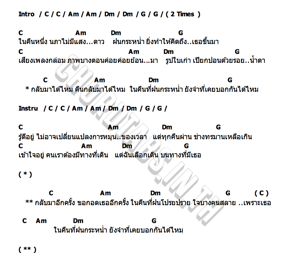 คอร์ด ในคืนที่ฝนกระหน่ำ นายสว่าง