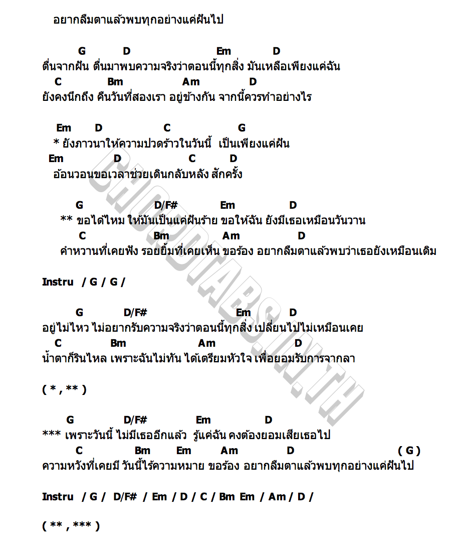 คอร์ด อยากให้เป็นแค่ฝันร้าย ANEMONE