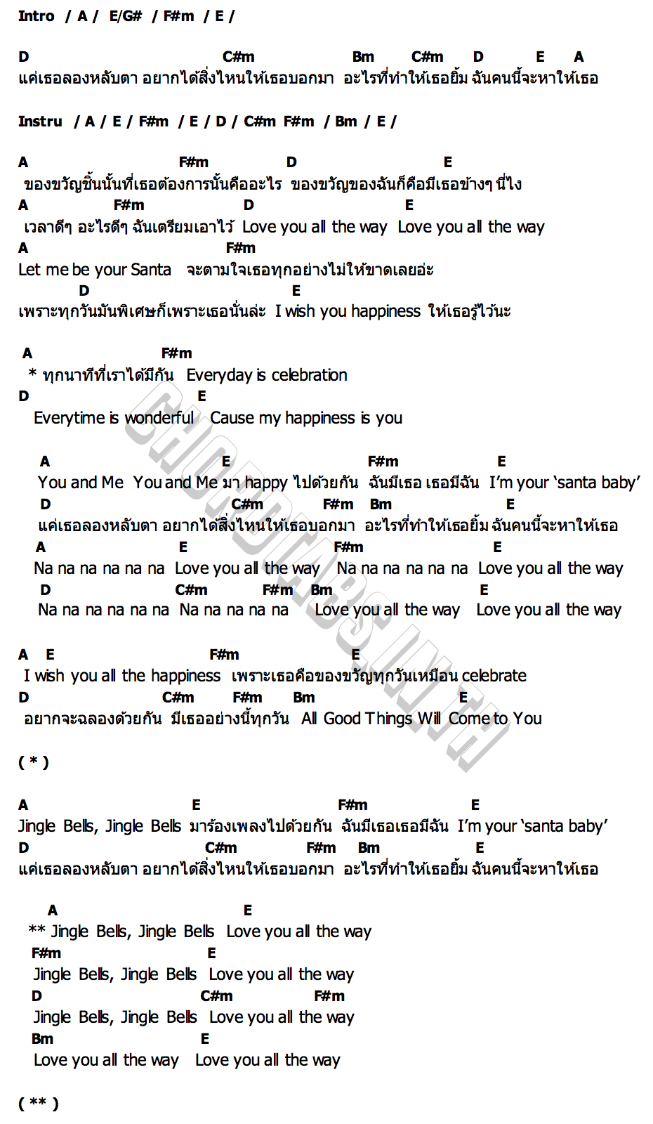 คอร์ด Love You All the Way PROXIE