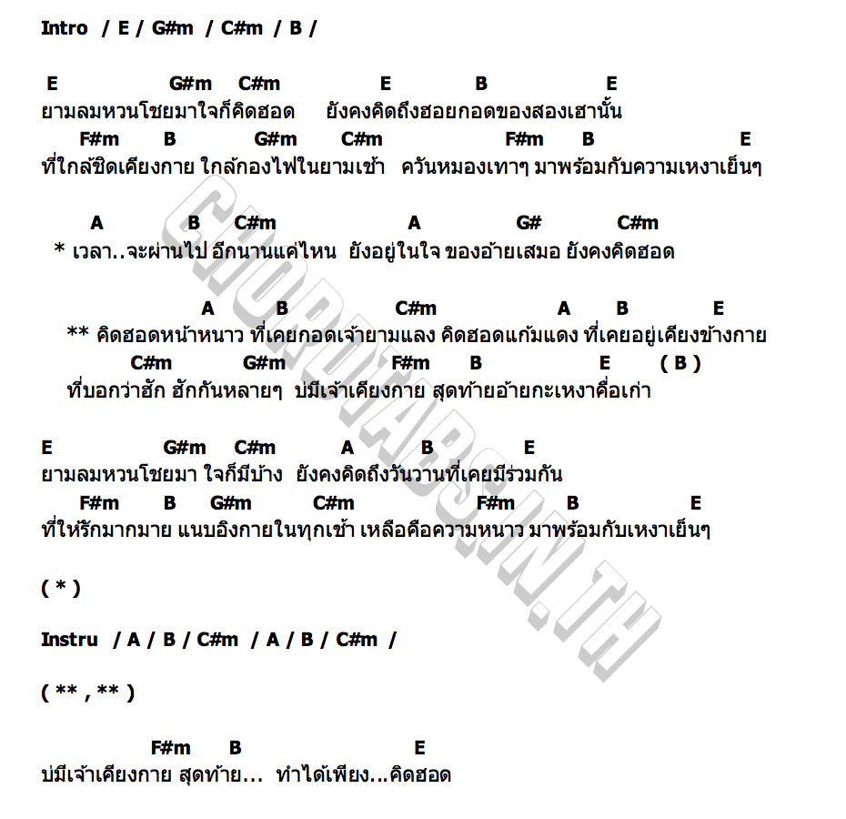 คอร์ด คิดฮอดหน้าหนาว อ้น สุวนัส