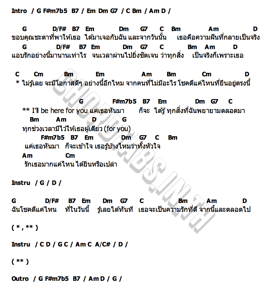 คอร์ด แค่เธอหันมา Kanisorn
