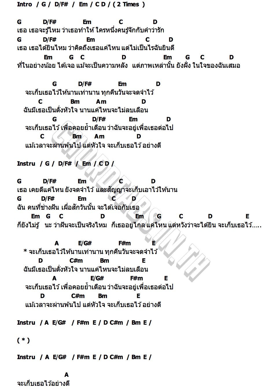 คอร์ด จะเก็บเธอไว้อย่างดี อาร์ม รชพล