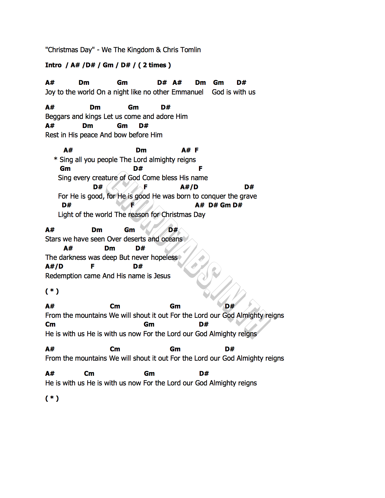 คอร์ด Christmas Day We The Kingdom & Chris Tomlin