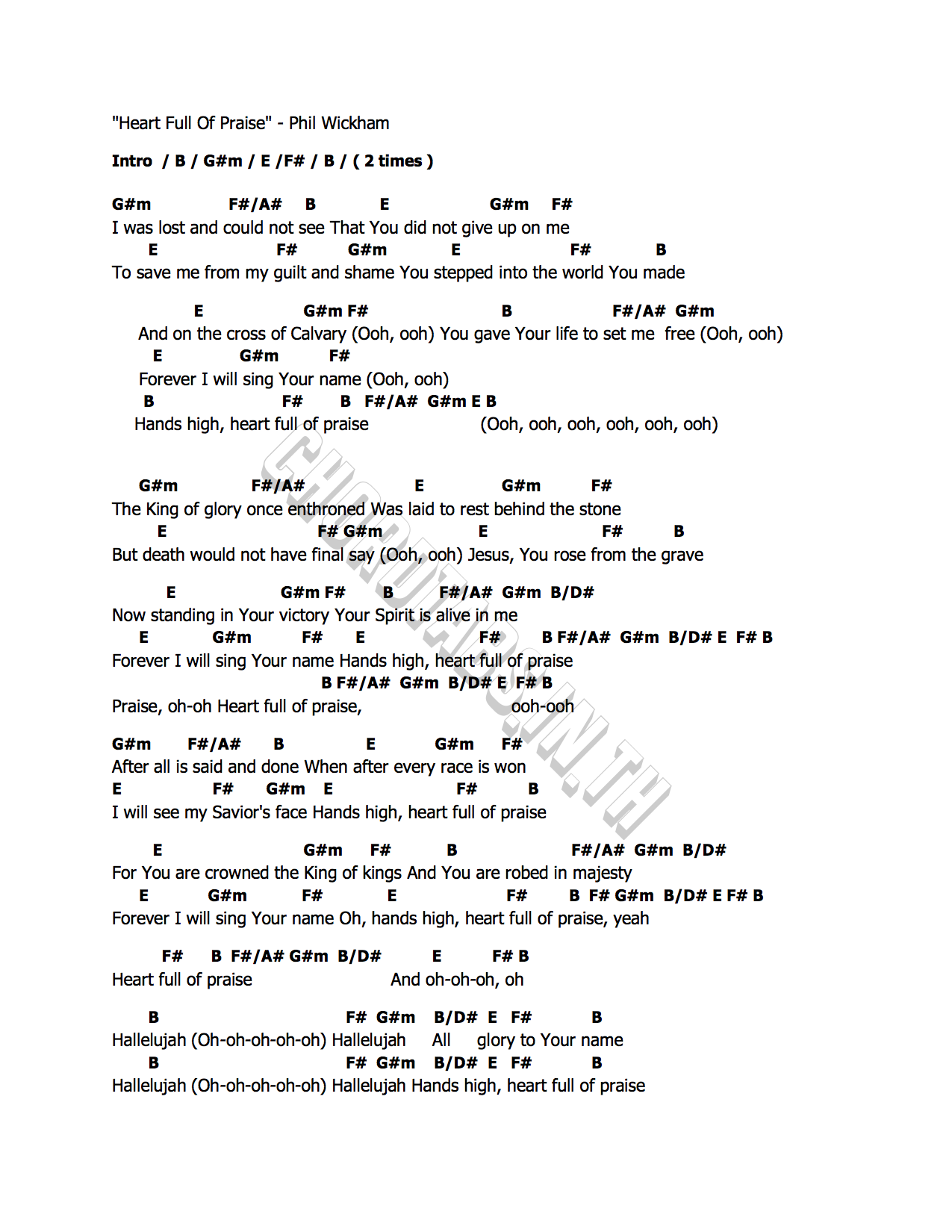 คอร์ด Heart Full Of Praise Phil Wickham