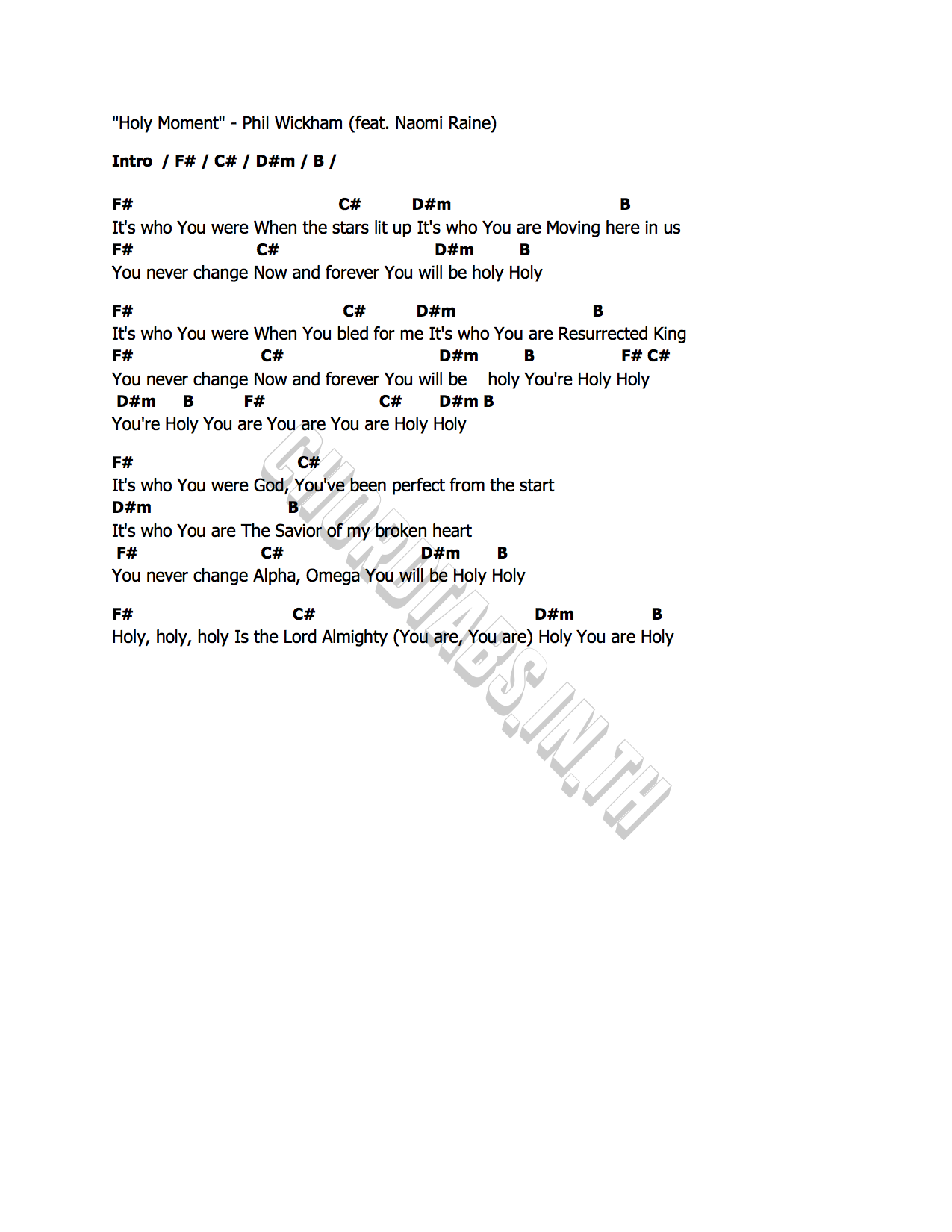 คอร์ด Holy Moment Phil Wickham (feat. Naomi Raine)