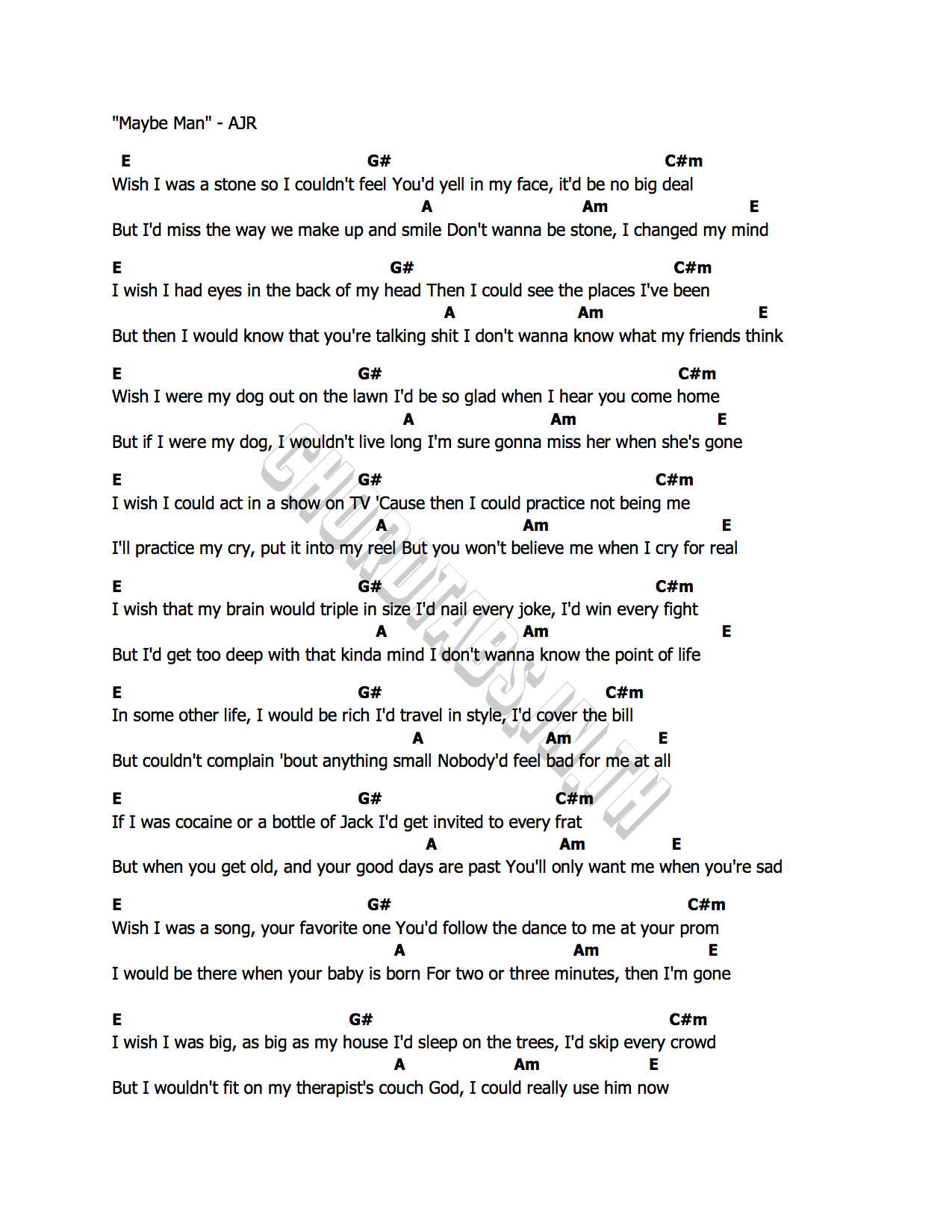คอร์ด Maybe Man AJR