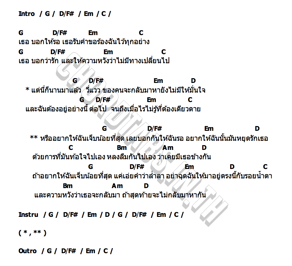 คอร์ด เจ็บน้อยที่สุด Man La Ong Fong