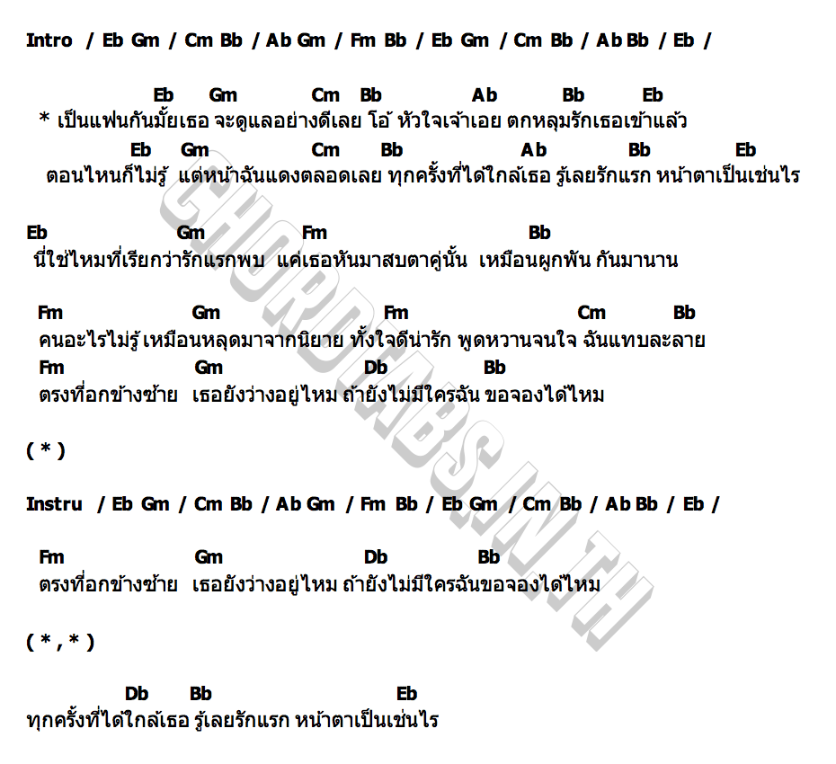 คอร์ด เป็นแฟนกันมั้ย Bunsunan