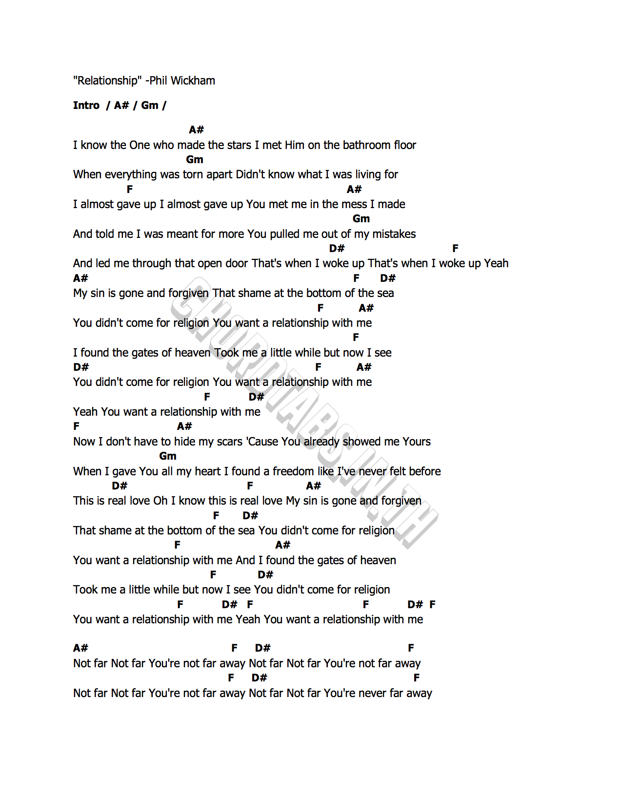 คอร์ด Relationship Phil Wickham