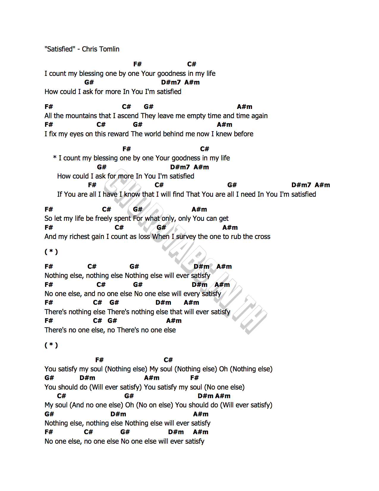 คอร์ด Satisfied Chris Tomlin