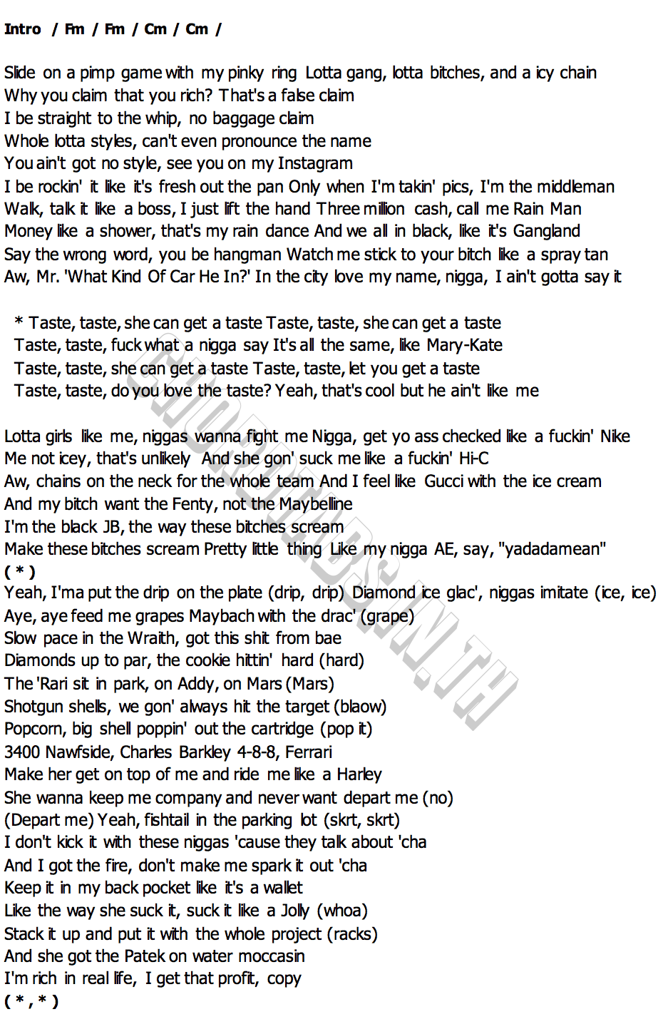 คอร์ด Taste Tyga