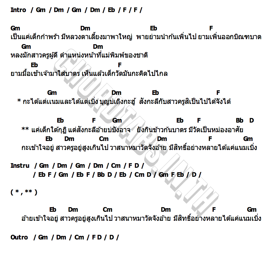 คอร์ด สังกะลี (เด็กวัด) คู่เเฝดโอเอ