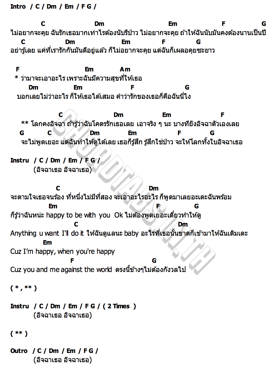 คอร์ด ไม่อยากจะคุย (Brag) OABNITHI
