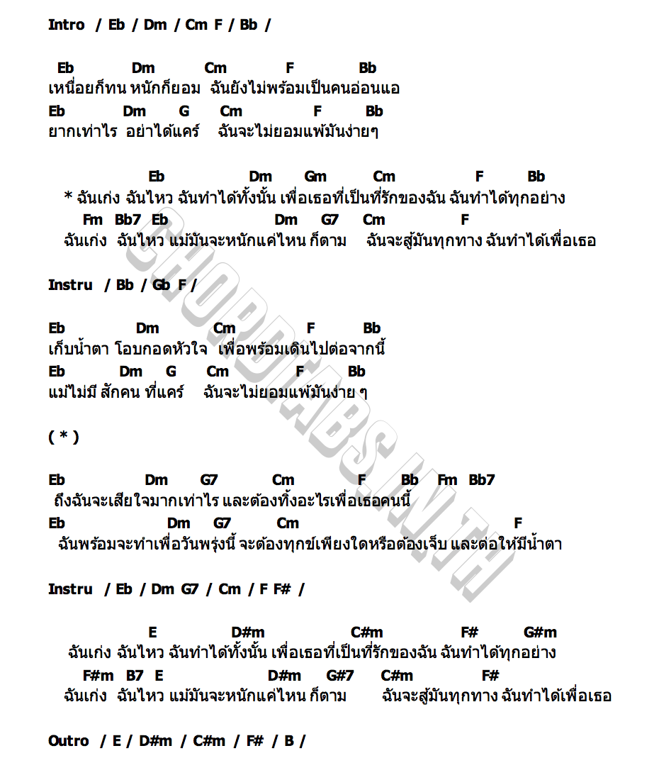 คอร์ด ฉันเก่งฉันไหว ซุปเปอร์เตย