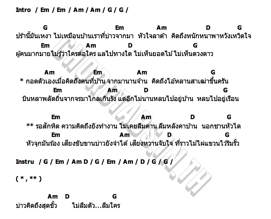 คอร์ด หลบบ้าน น้องอาม นวลปาน ปิงปองมิวสิค