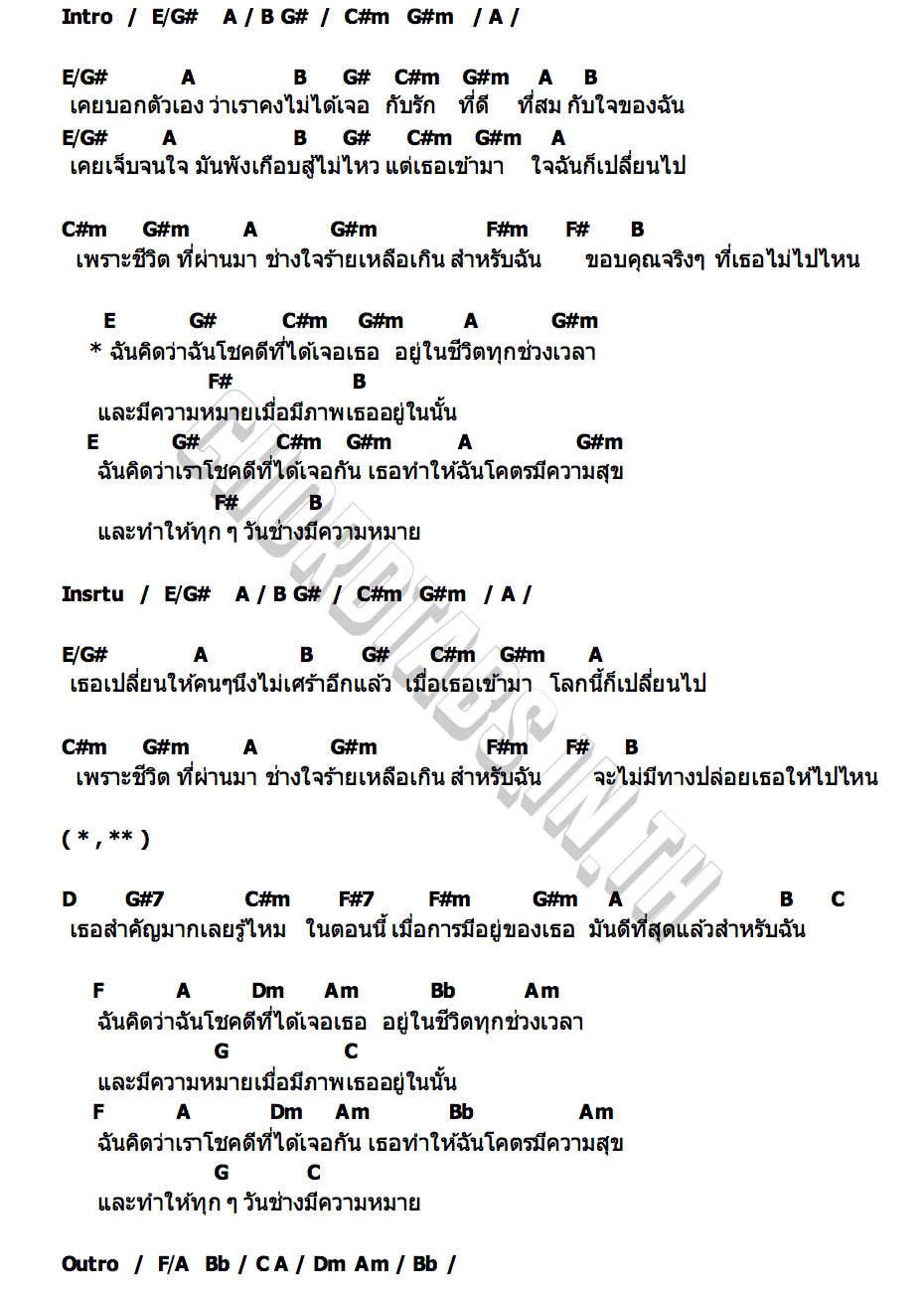 คอร์ด ฉันโชคดี ( Lucky One) Praesun