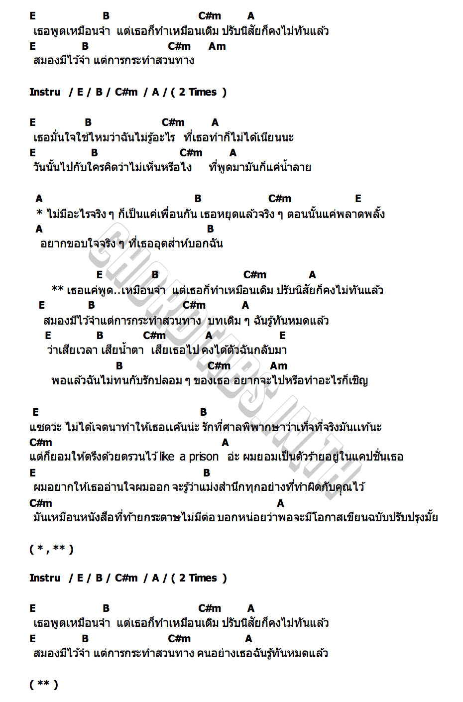 คอร์ด พูดเหมือนจำ ทำเหมือนเดิม ANSHI