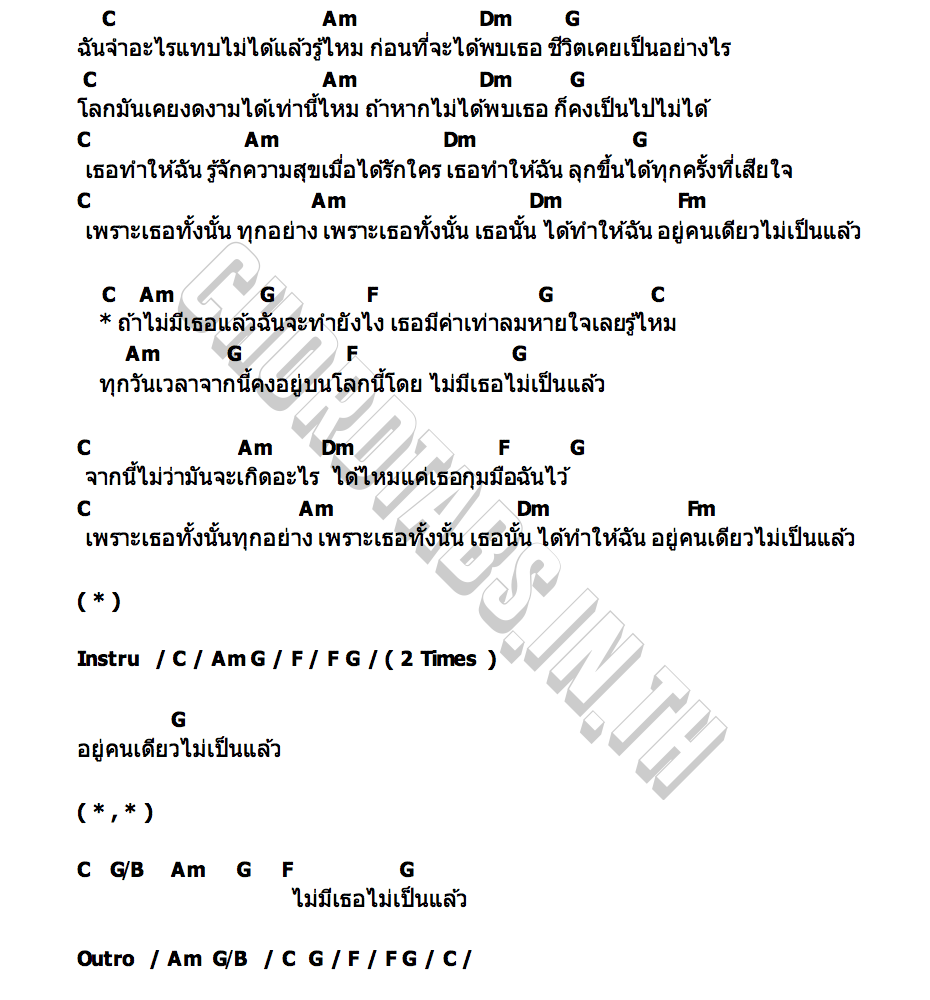 คอร์ด อยู่คนเดียวไม่เป็นแล้ว fellow fellow
