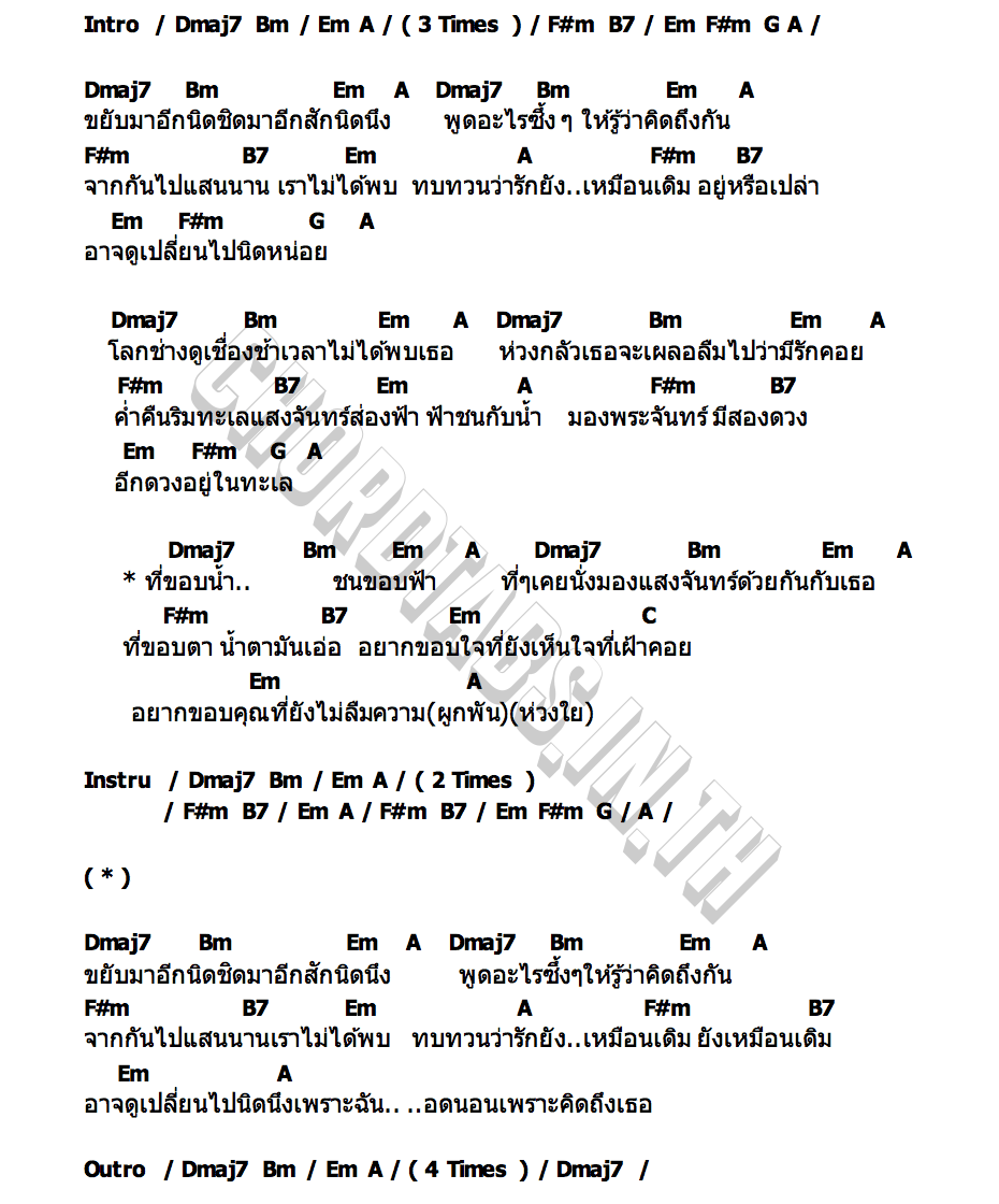 คอร์ด ที่ขอบน้ำ ชนขอบฟ้า สุเมธ & เดอะปั๋ง