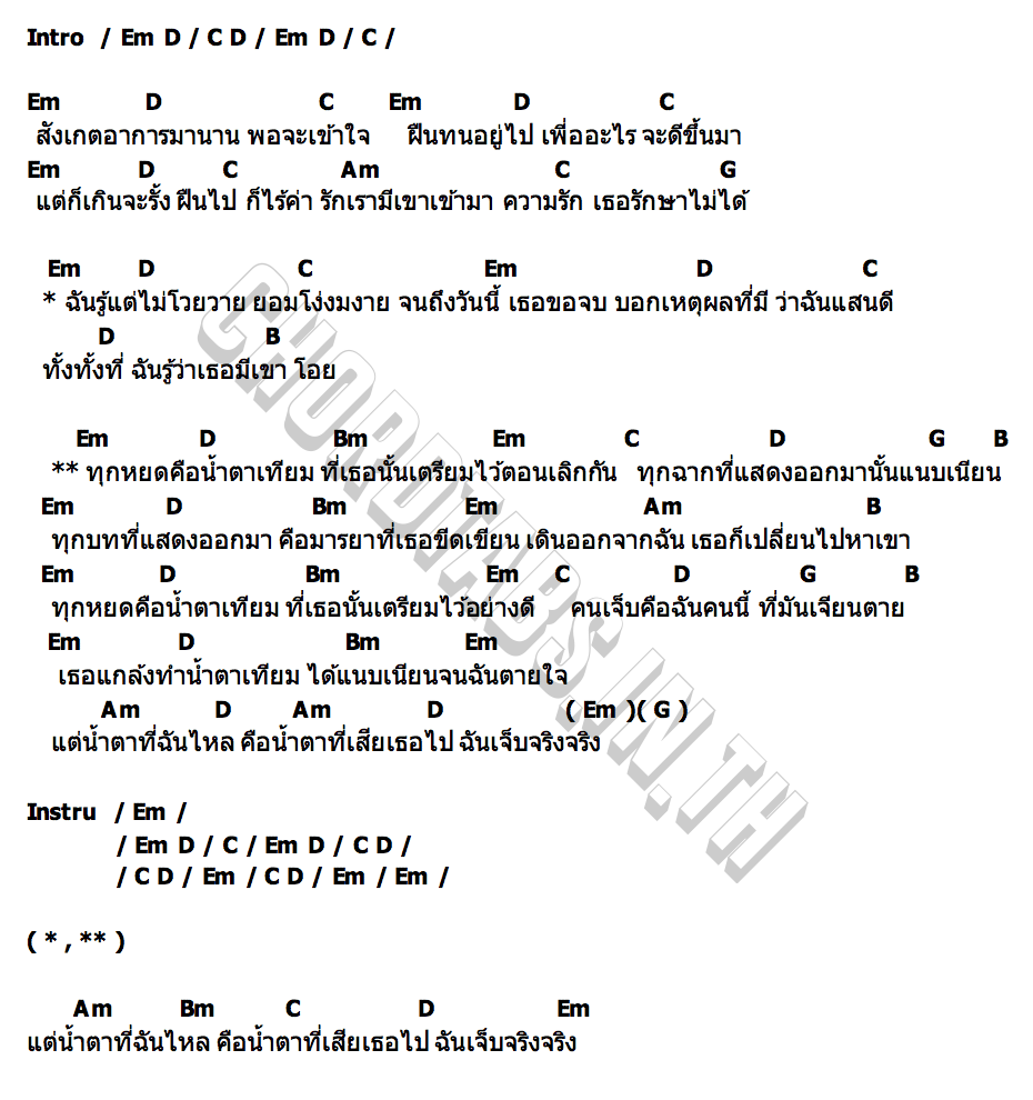 คอร์ด น้ำตาเทียม โอ๋ โก๋ดง