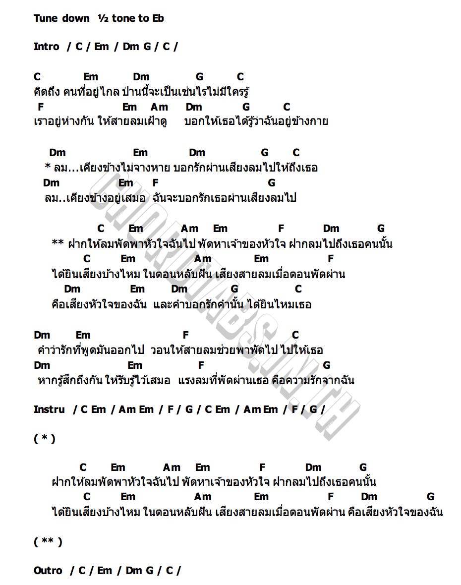 คอร์ด ลมบอกรัก ฝน พรสุดา